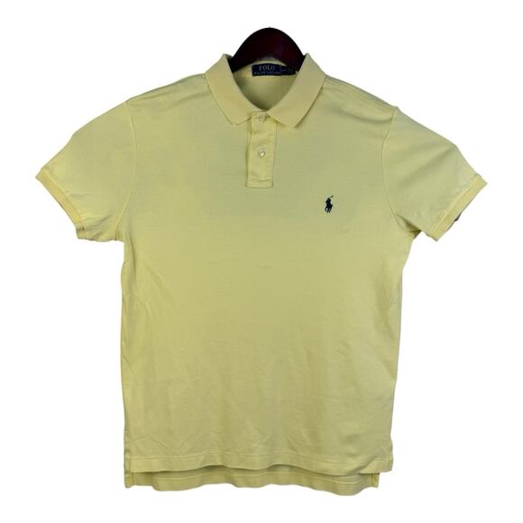 Ralph Lauren Polo Shirt Mens Large Yellow Blue Pony Preppy Smart Soft Touch Top - Picture 1 of 12